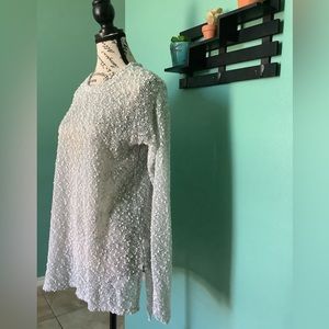 Aeropostale Chenille Silver Metallic Long Sleeves Sweater Size